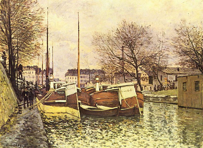 Alfred Sisley Kahne auf dem Kanal Saint-Martin in Paris
